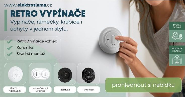 Nová kreativa pro Google Ads: retro vypínače, 1200×628 px, výhody a výzva k akci