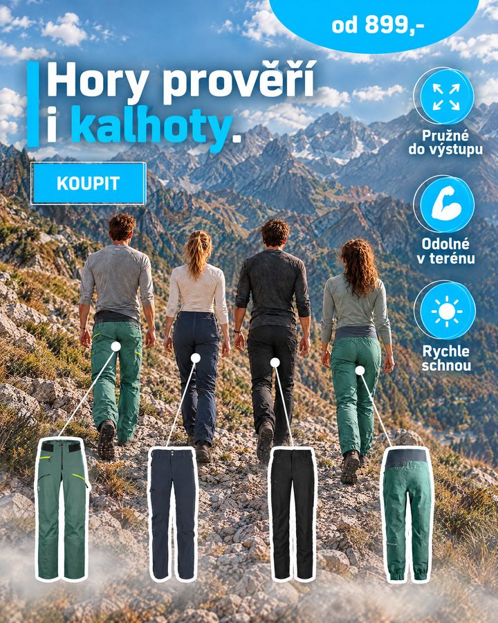 Naše kreativa na trekové kalhoty: „Hory prověří i kalhoty“