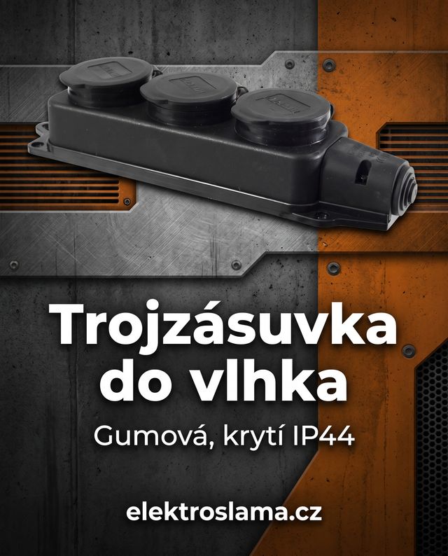 Nová kreativa pro Google Ads: „Trojzásuvka do vlhka“ — gumová, IP44, 4:5