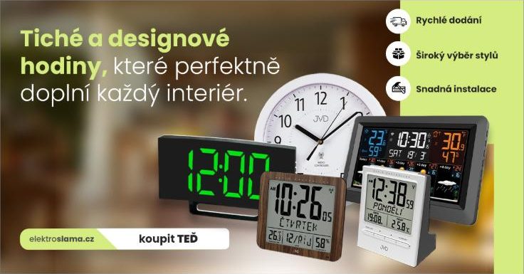 Nová kreativa pro Google Ads: tiché designové hodiny, 1200×628 px