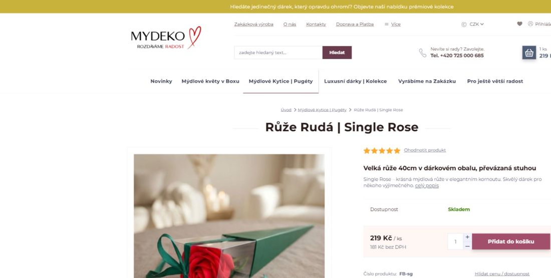 Produktová stránka single rose dnes: hodnocení, benefity, 219 Kč