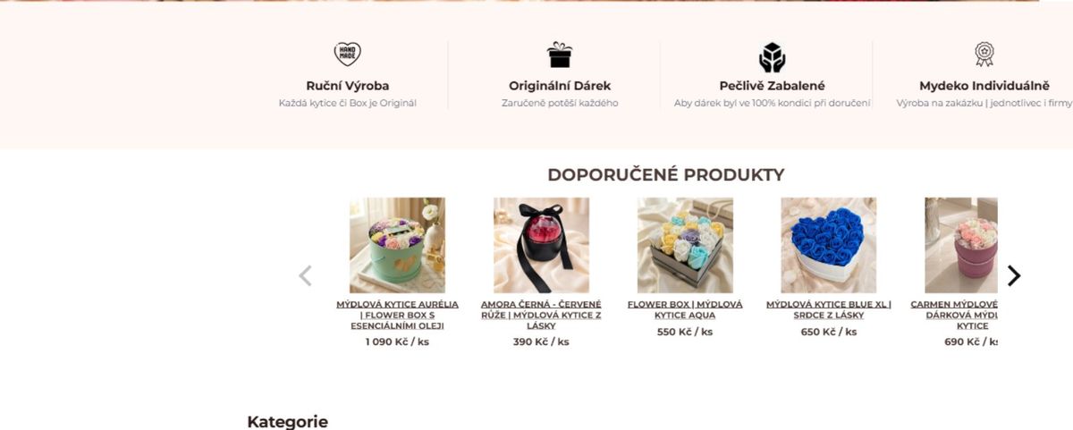 Lišta benefitů a doporučené prémiové produkty