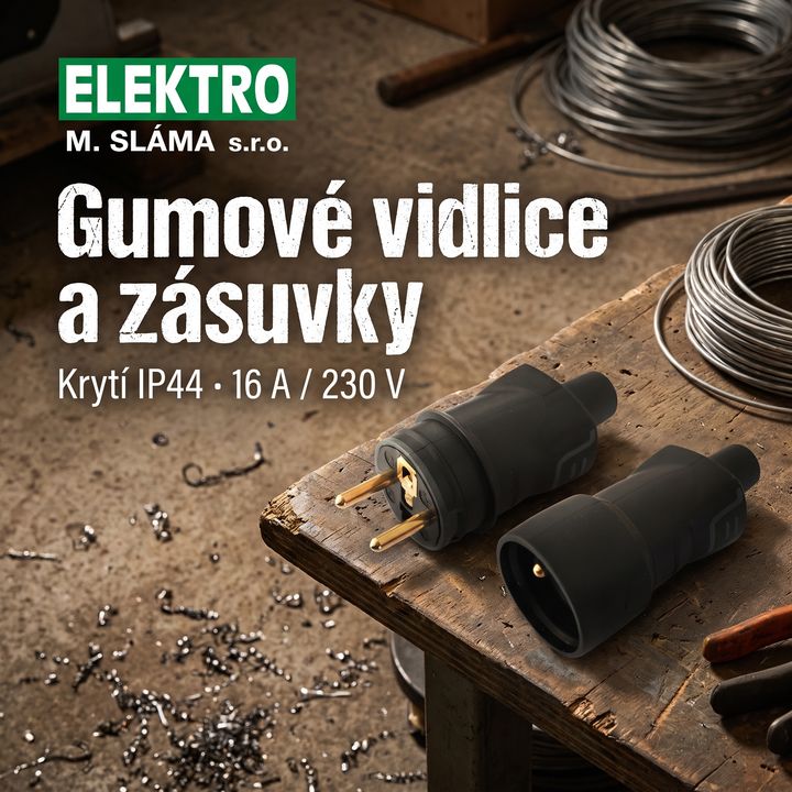 Elektro Sláma – rubber plugs and sockets, IP44