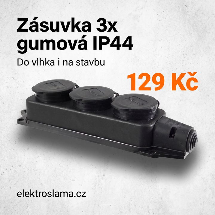 Elektro Sláma – rubber IP44 triple socket for 129 CZK